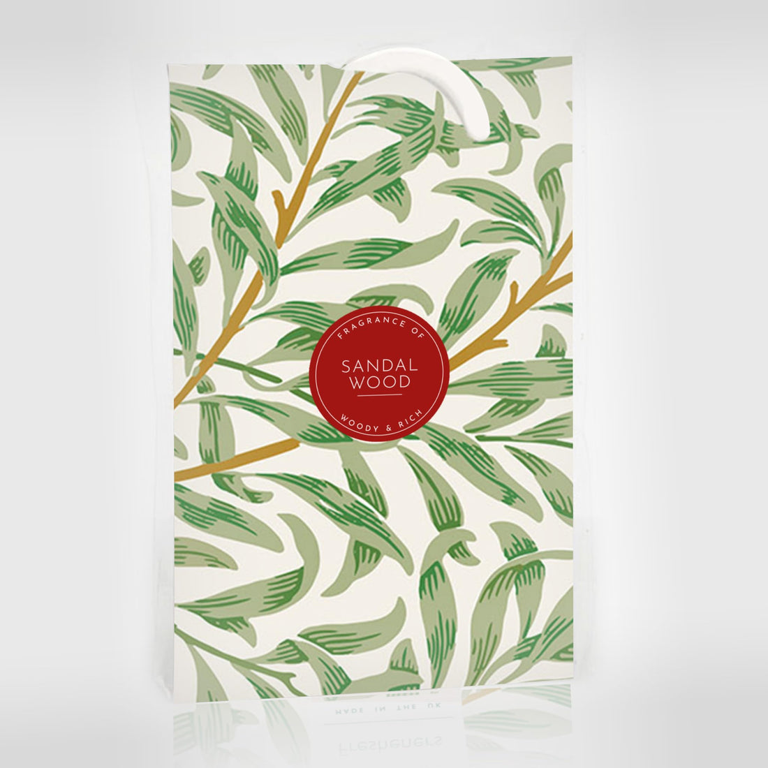 THE MASTER HERBALIST Wardrobe Freshener SANDALWOOD Scented Wardrobe Freshener in a WILLIAM MORRIS Inspired WILLOW Design | Contains Essential Oils | PACK OF 1 | Made in the UK.