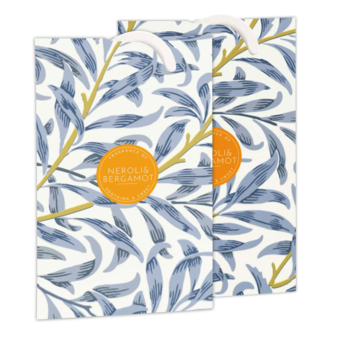 THE MASTER HERBALIST Wardrobe Freshener NEROLI & BERGAMOT Scented Wardrobe Freshener in a WILLIAM MORRIS Inspired WILLOW Design | Contains Essential Oils | PACK OF 2 | Made in the UK.