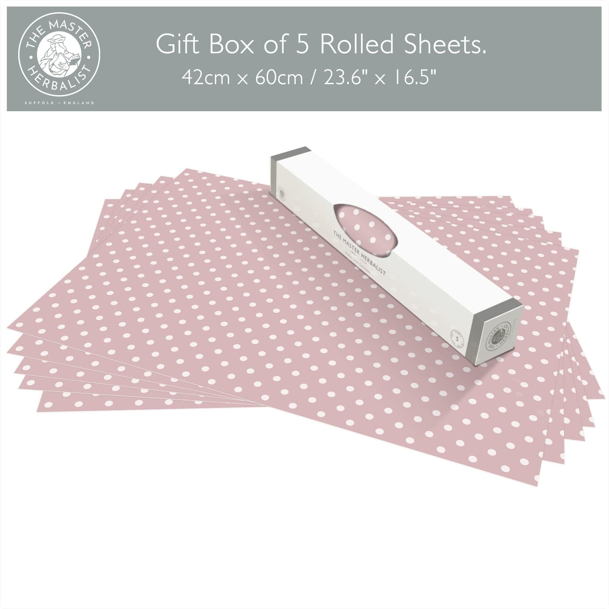 THE MASTER HERBALIST Wipe Clean Drawer Liners Polka Dot Wipe Clean & Unscented Drawer Liners in a PINK POLKA DOT Design