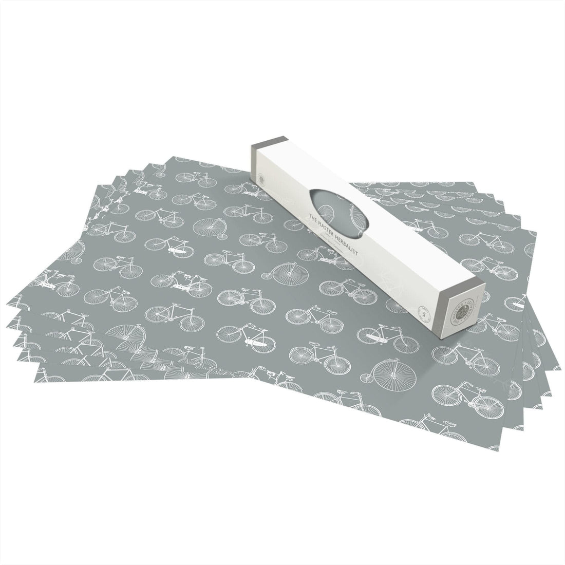 THE MASTER HERBALIST Wipe Clean Drawer Liners Wipe Clean & Unscented Drawer Liners with a BICYCLE Design on DUSK BLUE